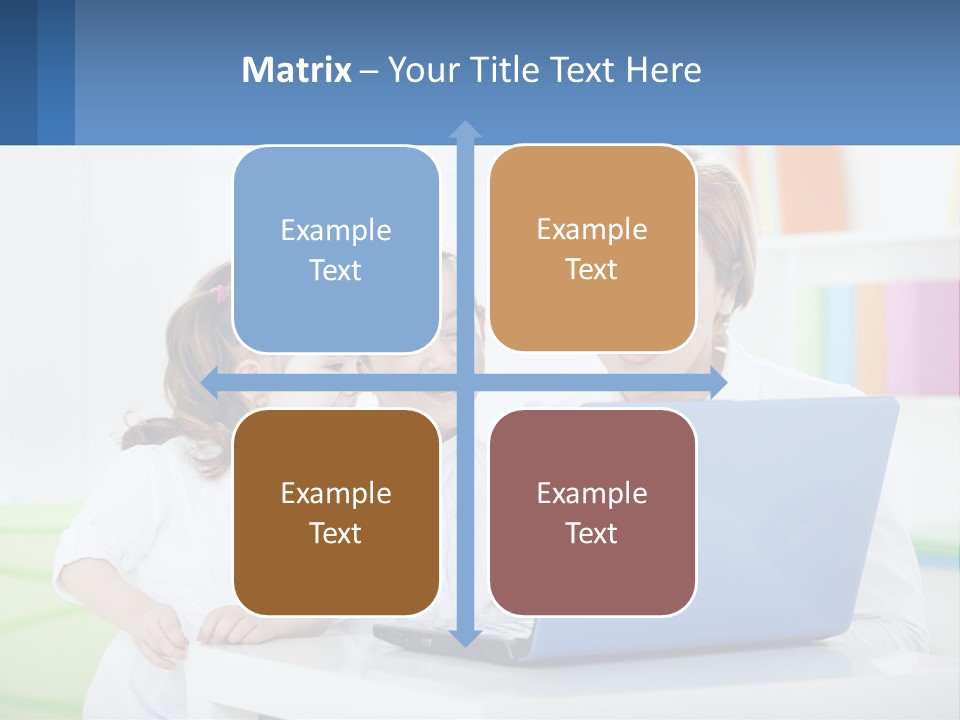 A Woman And Two Children Looking At A Laptop PowerPoint Template