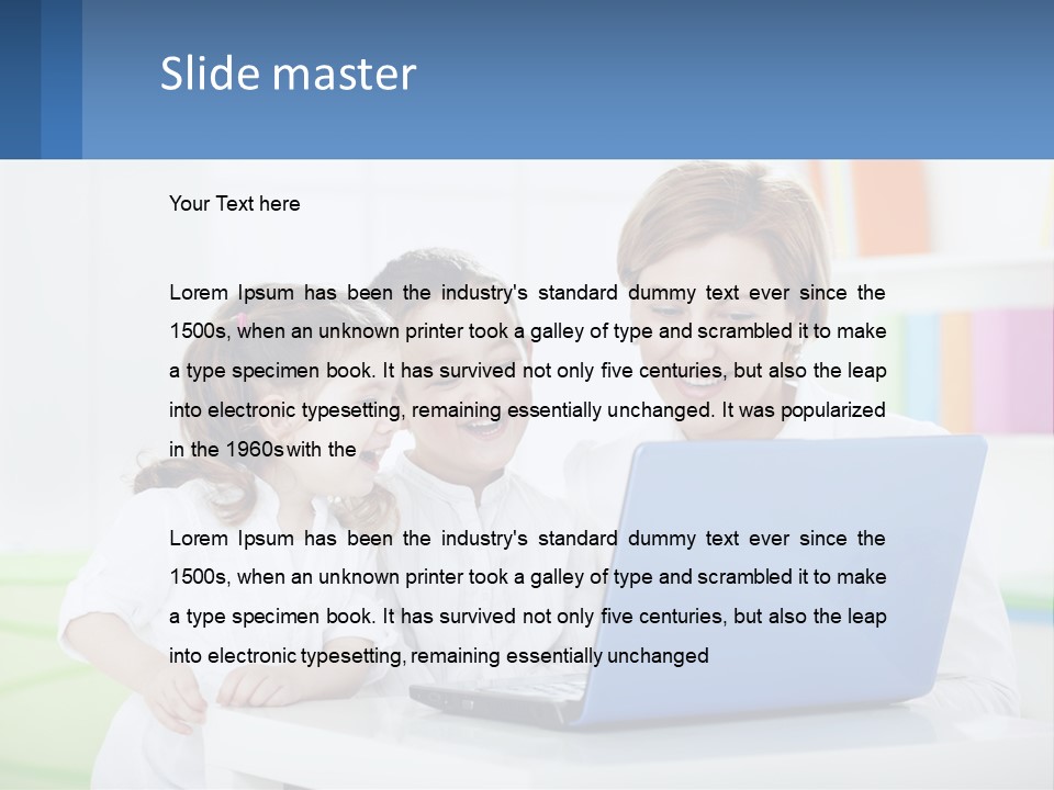 A Woman And Two Children Looking At A Laptop PowerPoint Template