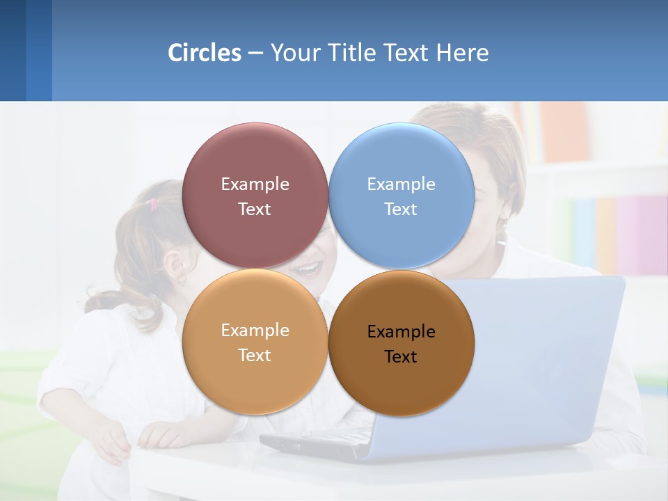 A Woman And Two Children Looking At A Laptop PowerPoint Template