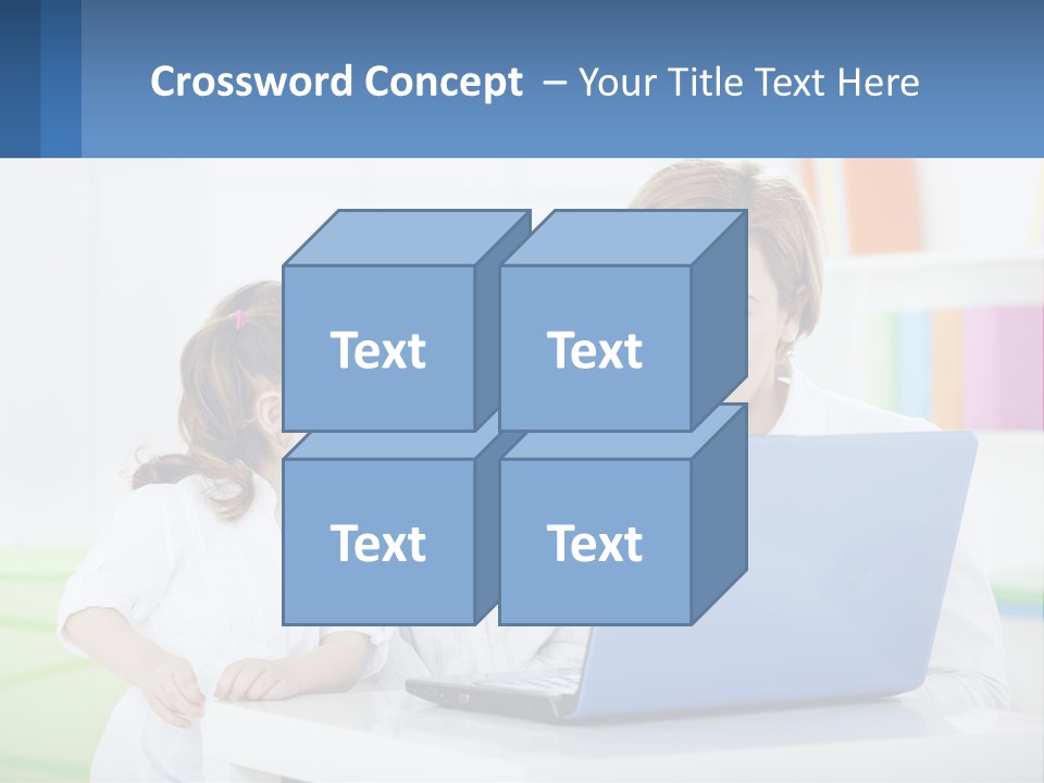 A Woman And Two Children Looking At A Laptop PowerPoint Template