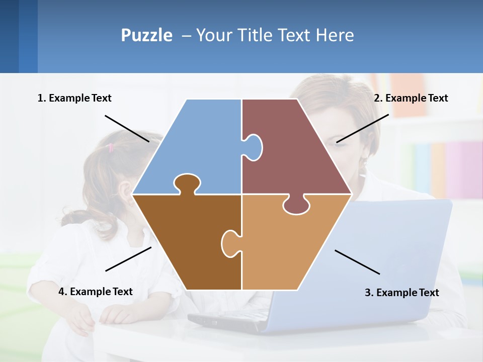 A Woman And Two Children Looking At A Laptop PowerPoint Template