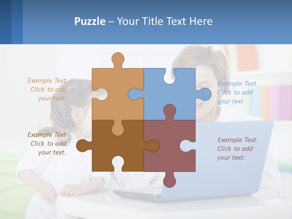 A Woman And Two Children Looking At A Laptop PowerPoint Template