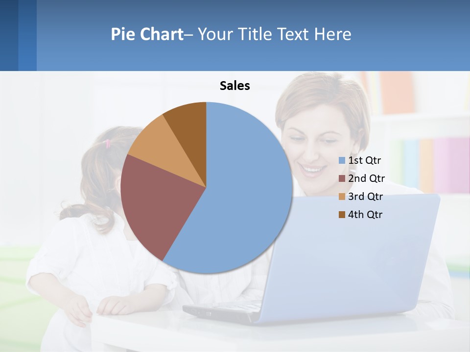 A Woman And Two Children Looking At A Laptop PowerPoint Template