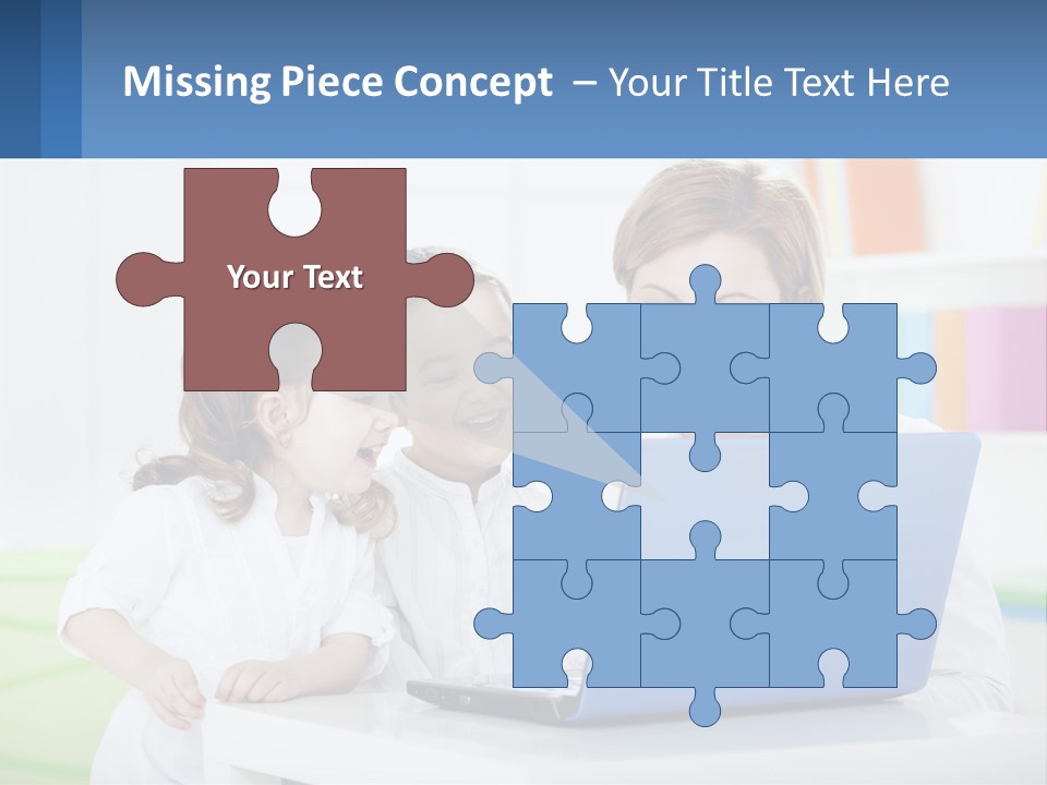 A Woman And Two Children Looking At A Laptop PowerPoint Template