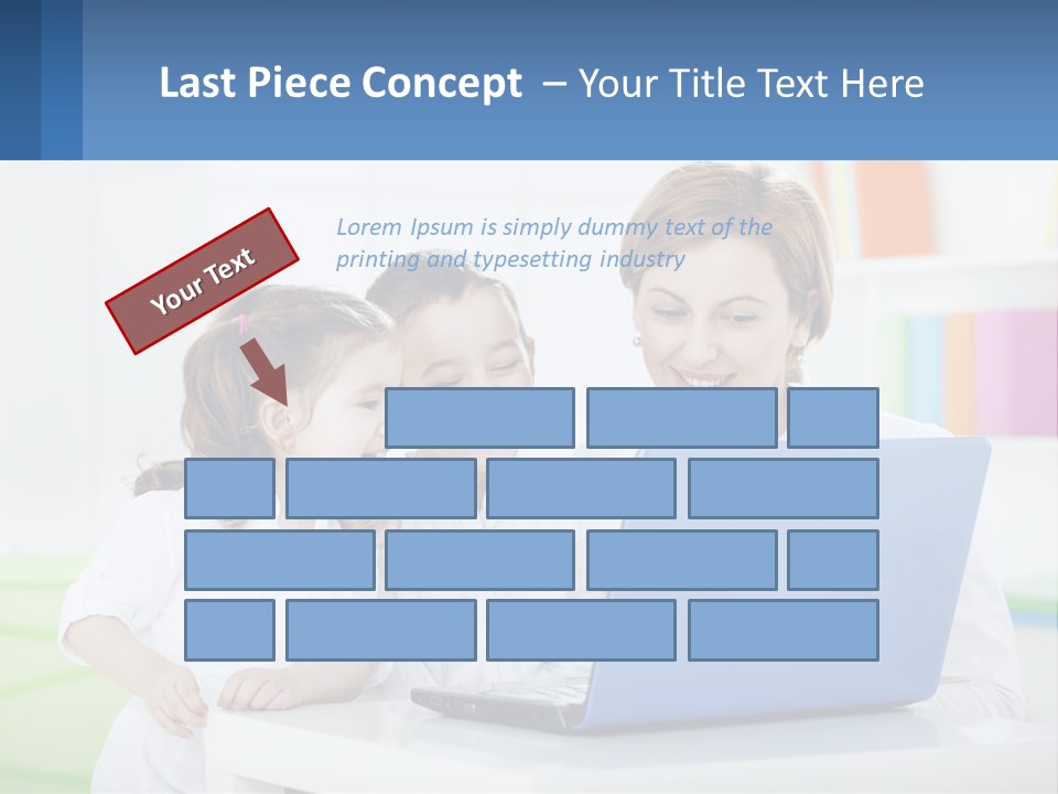A Woman And Two Children Looking At A Laptop PowerPoint Template