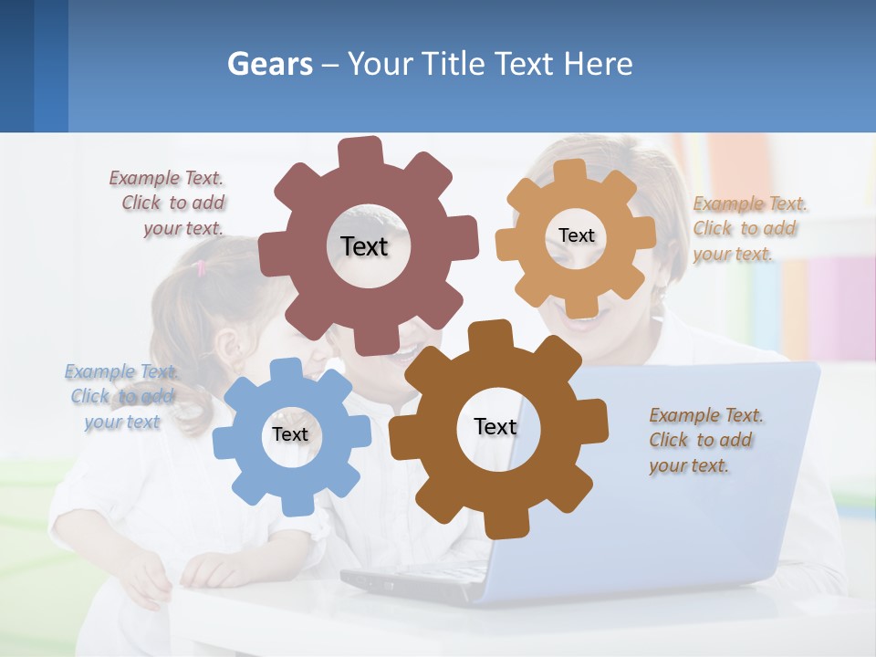 A Woman And Two Children Looking At A Laptop PowerPoint Template