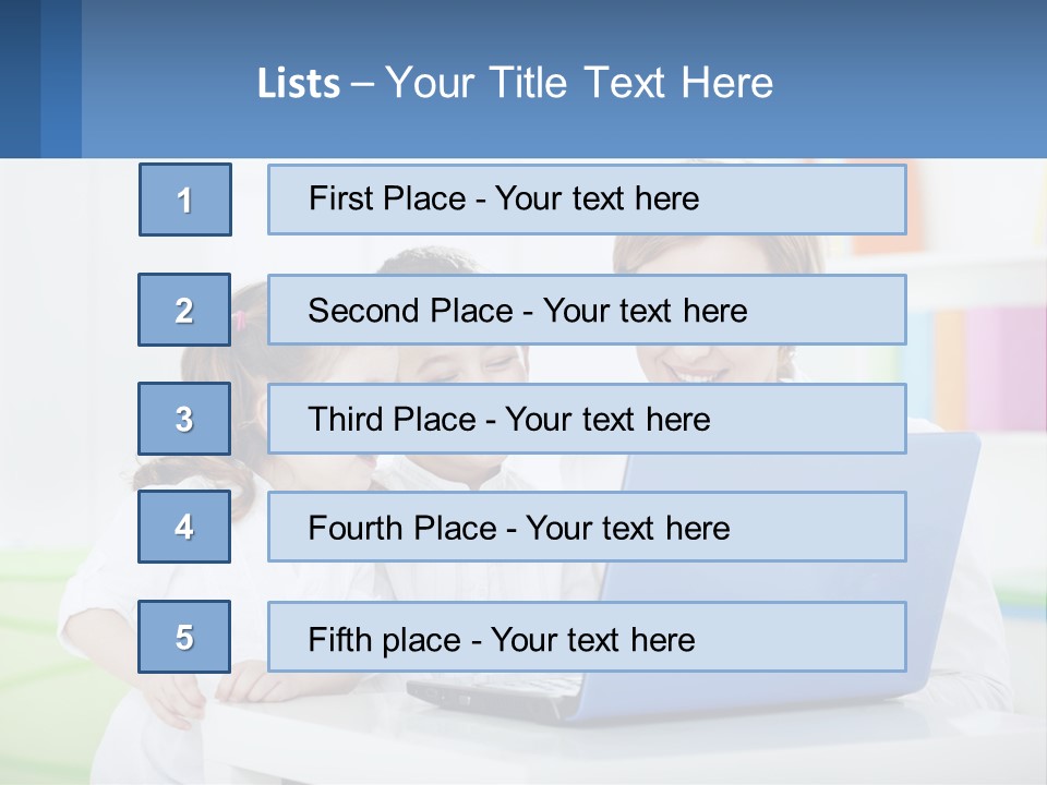 A Woman And Two Children Looking At A Laptop PowerPoint Template