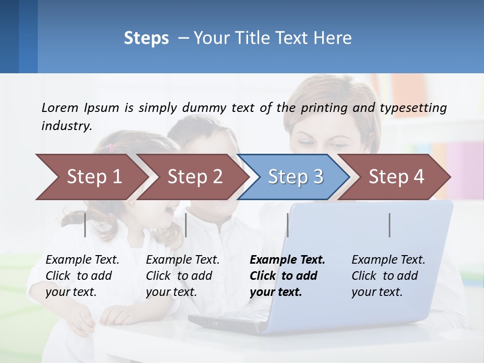 A Woman And Two Children Looking At A Laptop PowerPoint Template