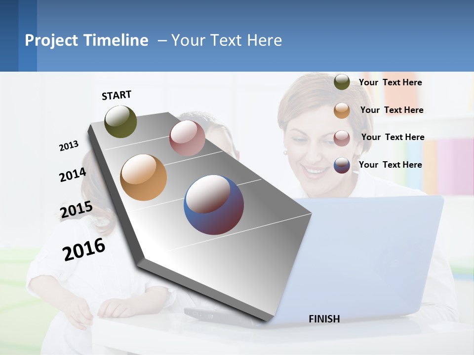 A Woman And Two Children Looking At A Laptop PowerPoint Template