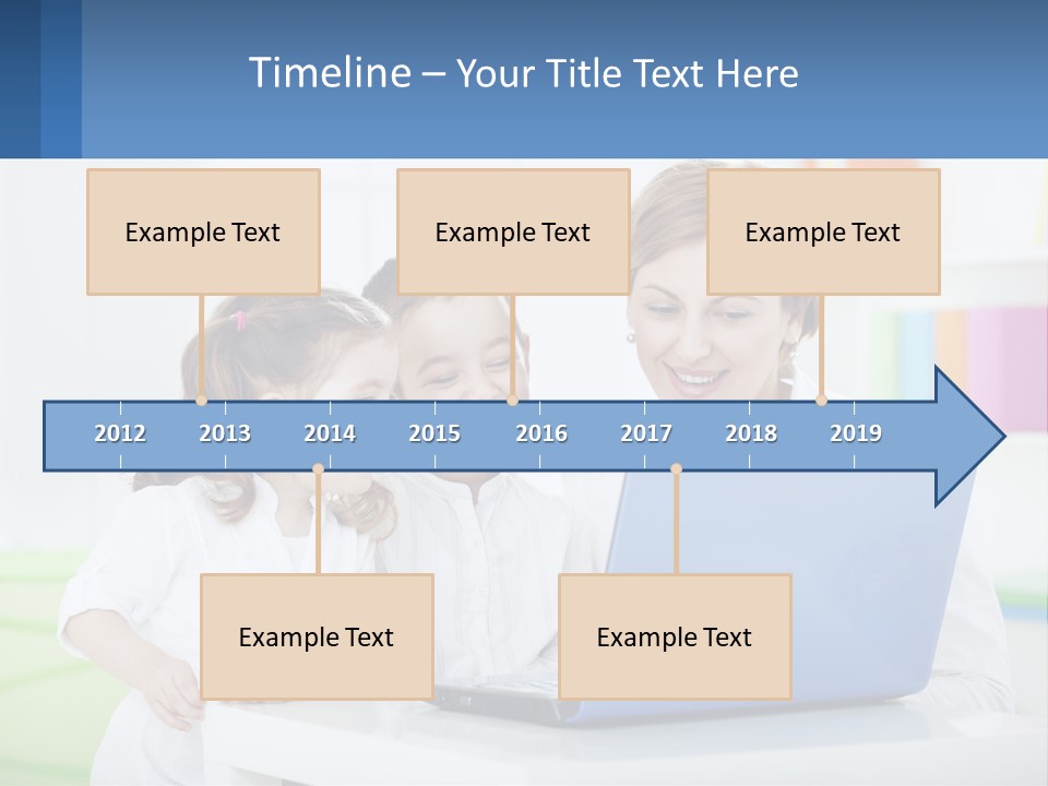 A Woman And Two Children Looking At A Laptop PowerPoint Template