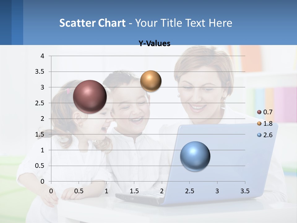 A Woman And Two Children Looking At A Laptop PowerPoint Template