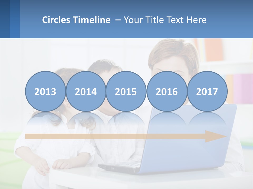 A Woman And Two Children Looking At A Laptop PowerPoint Template