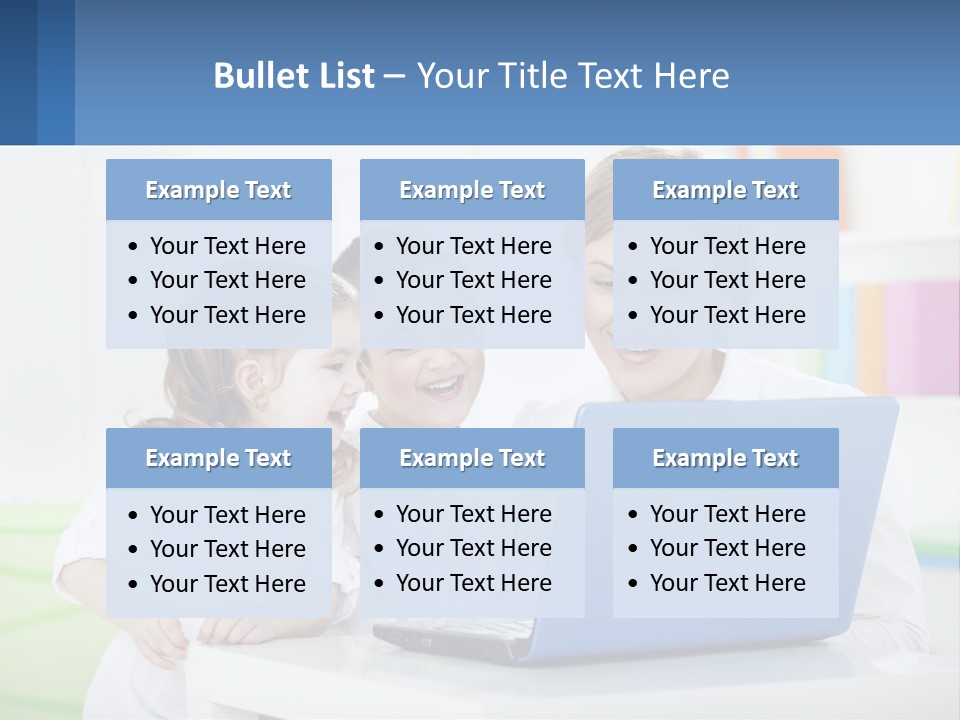 A Woman And Two Children Looking At A Laptop PowerPoint Template