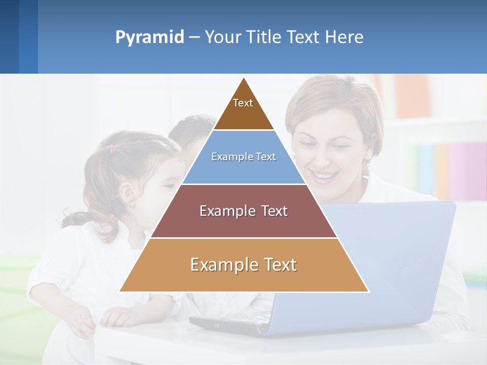 A Woman And Two Children Looking At A Laptop PowerPoint Template