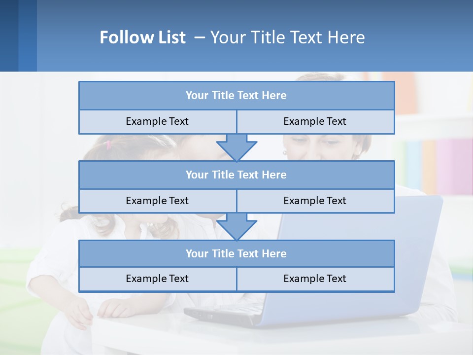 A Woman And Two Children Looking At A Laptop PowerPoint Template