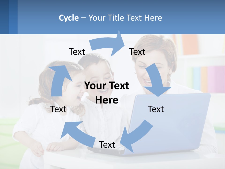 A Woman And Two Children Looking At A Laptop PowerPoint Template