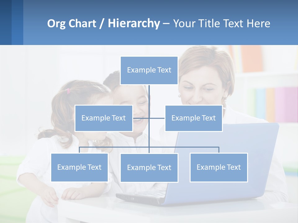 A Woman And Two Children Looking At A Laptop PowerPoint Template