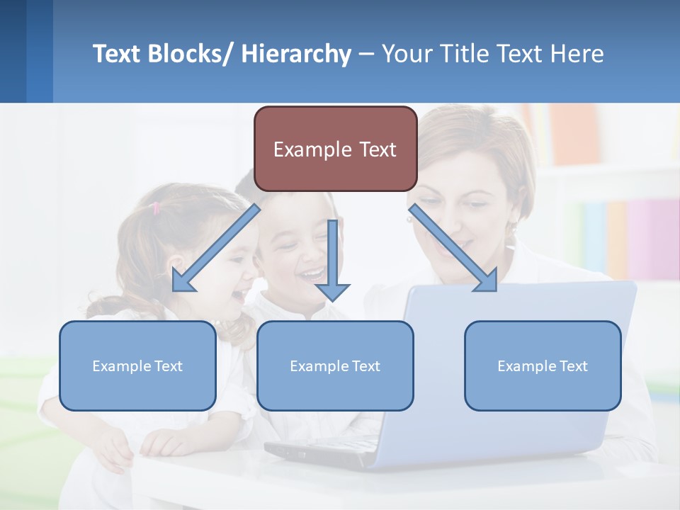 A Woman And Two Children Looking At A Laptop PowerPoint Template