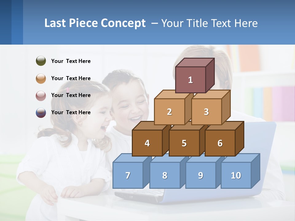 A Woman And Two Children Looking At A Laptop PowerPoint Template