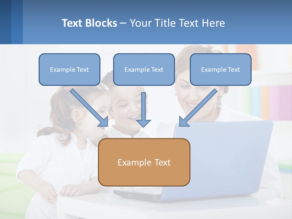 A Woman And Two Children Looking At A Laptop PowerPoint Template