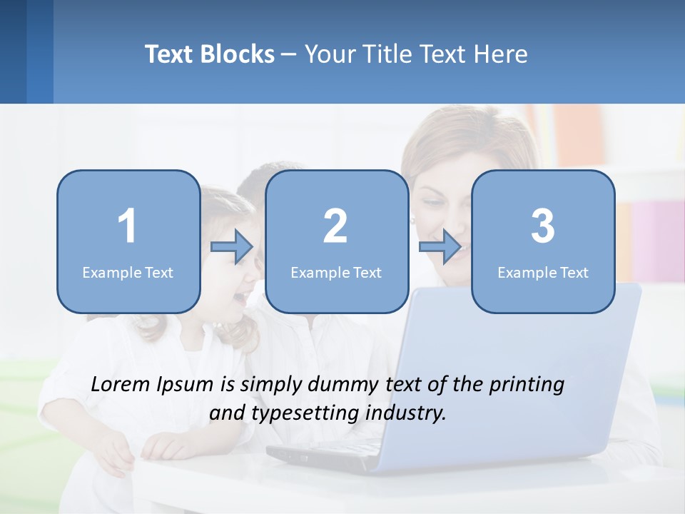 A Woman And Two Children Looking At A Laptop PowerPoint Template