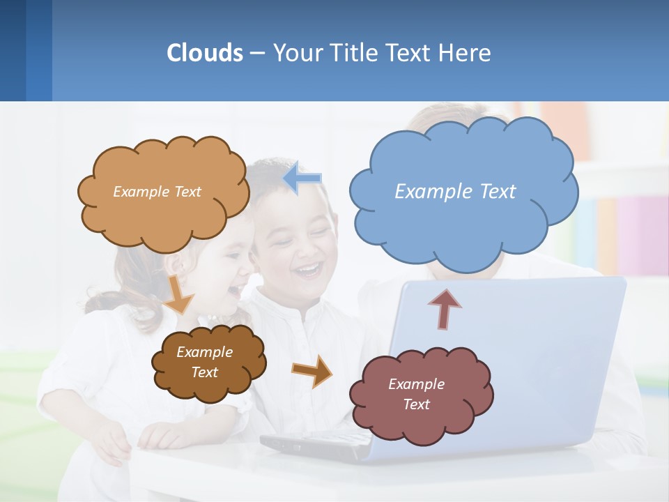 A Woman And Two Children Looking At A Laptop PowerPoint Template