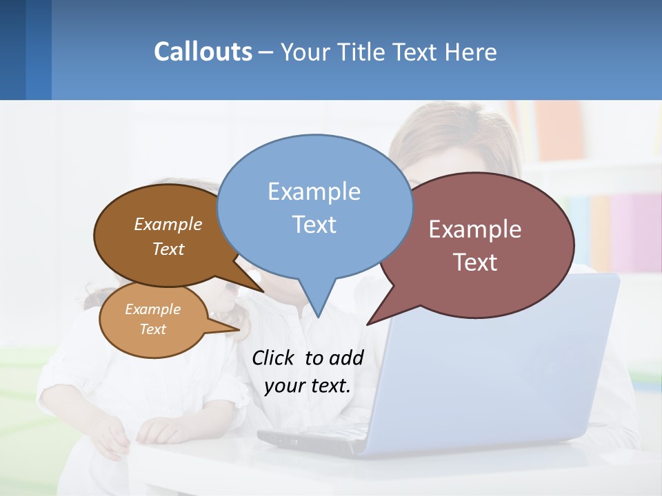 A Woman And Two Children Looking At A Laptop PowerPoint Template