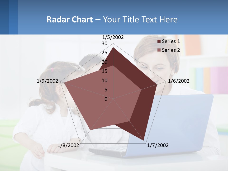 A Woman And Two Children Looking At A Laptop PowerPoint Template