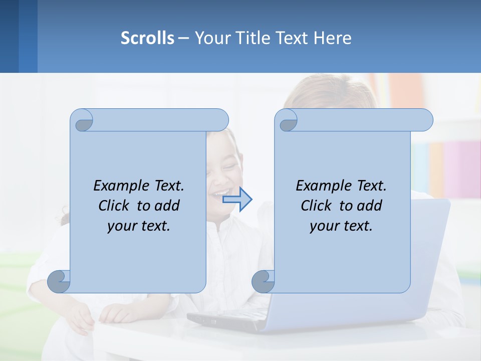 A Woman And Two Children Looking At A Laptop PowerPoint Template