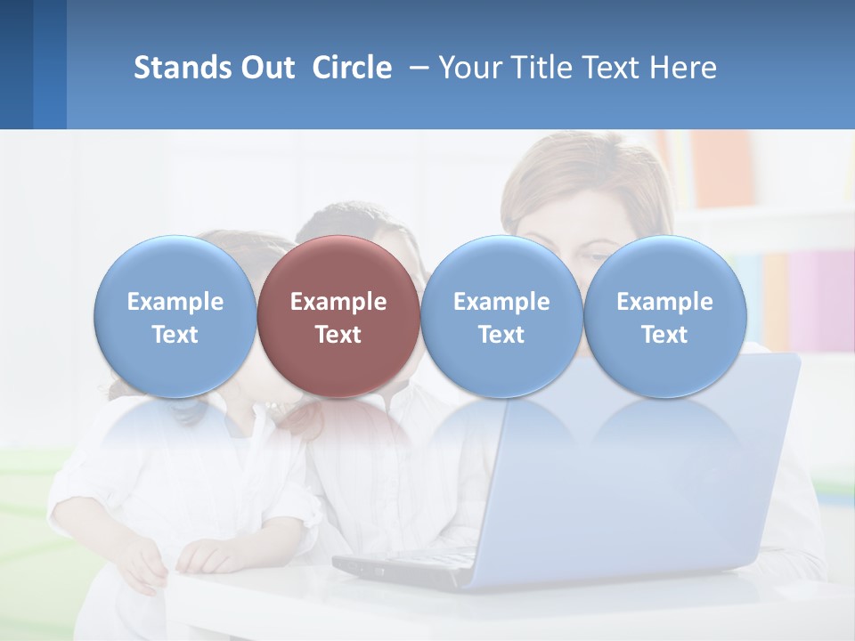 A Woman And Two Children Looking At A Laptop PowerPoint Template