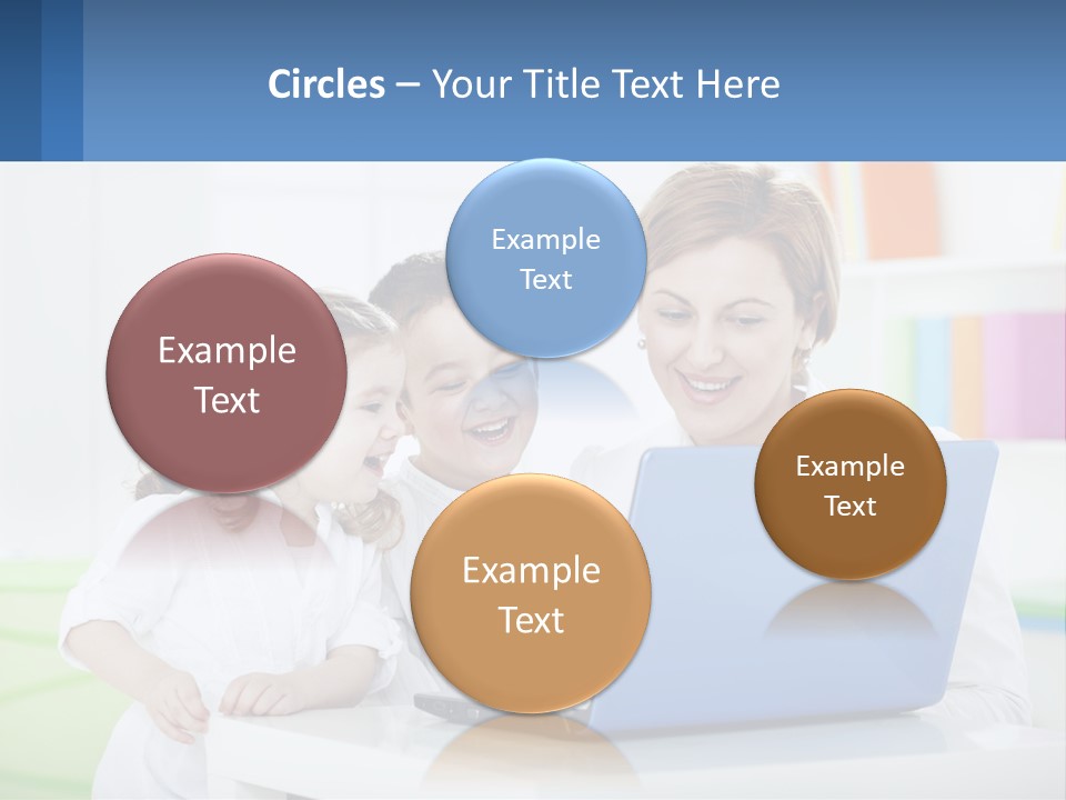 A Woman And Two Children Looking At A Laptop PowerPoint Template