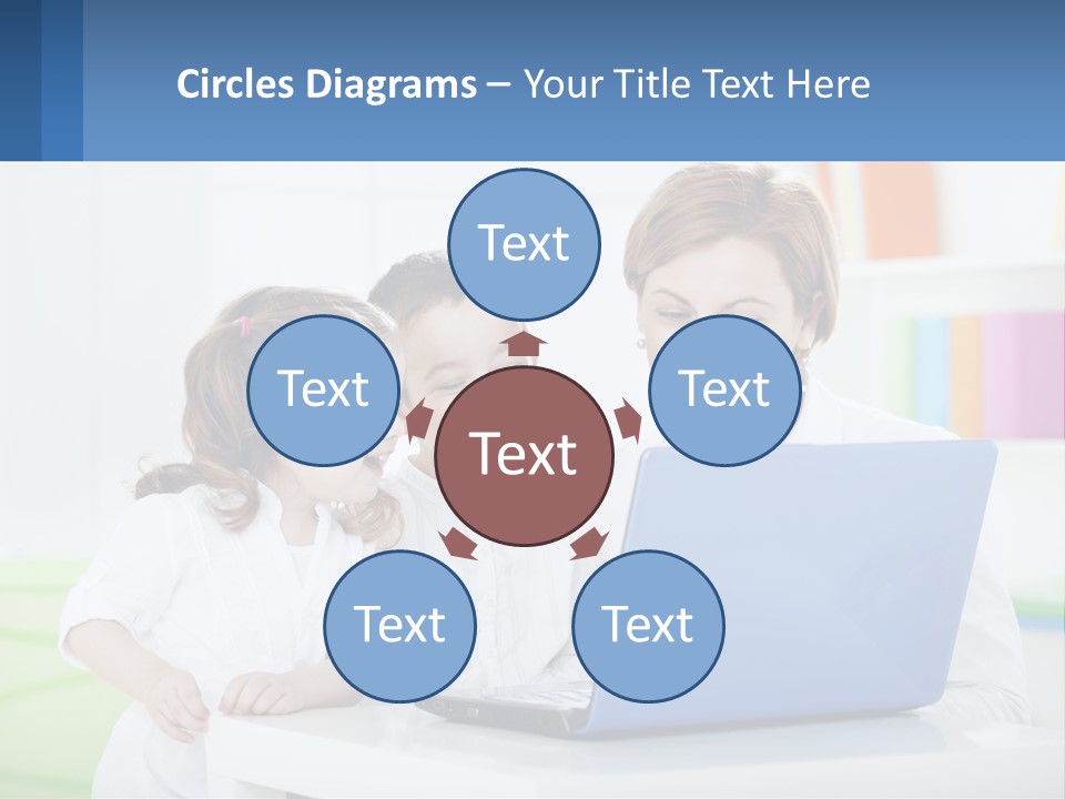 A Woman And Two Children Looking At A Laptop PowerPoint Template