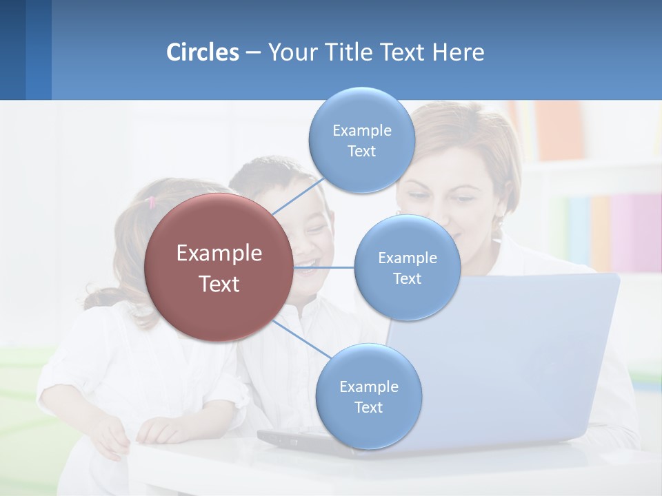 A Woman And Two Children Looking At A Laptop PowerPoint Template