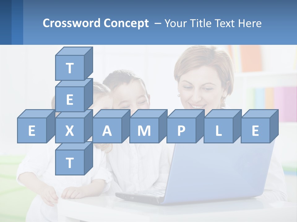 A Woman And Two Children Looking At A Laptop PowerPoint Template