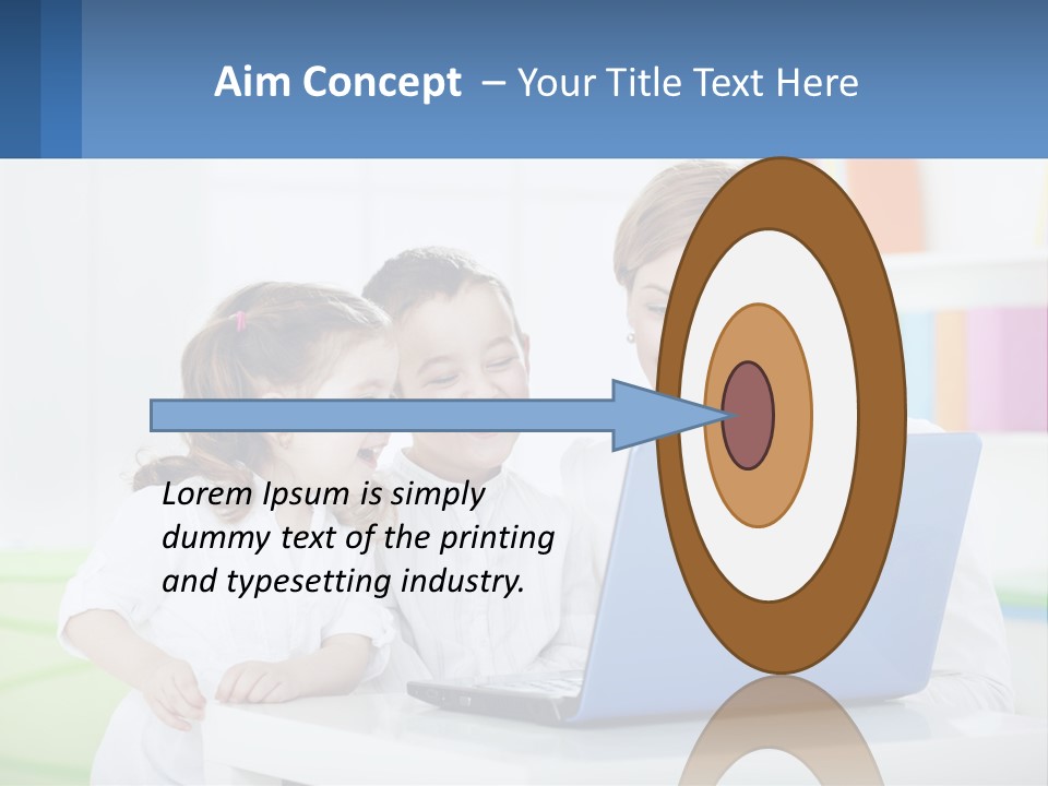 A Woman And Two Children Looking At A Laptop PowerPoint Template