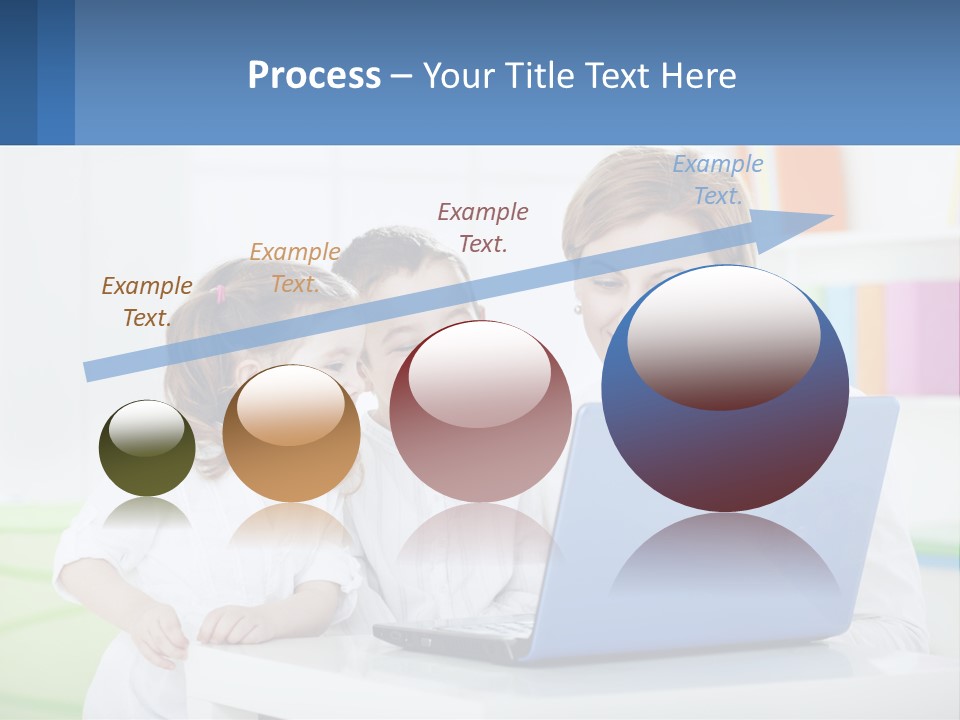 A Woman And Two Children Looking At A Laptop PowerPoint Template