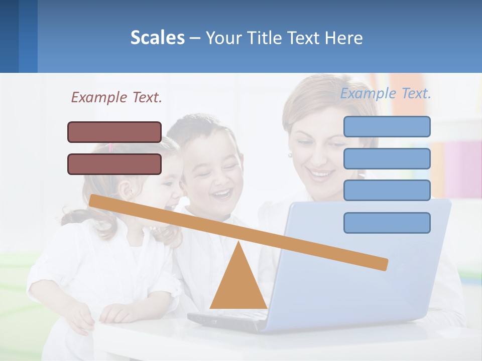A Woman And Two Children Looking At A Laptop PowerPoint Template