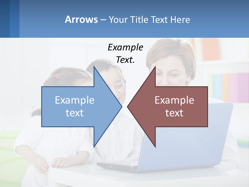 A Woman And Two Children Looking At A Laptop PowerPoint Template