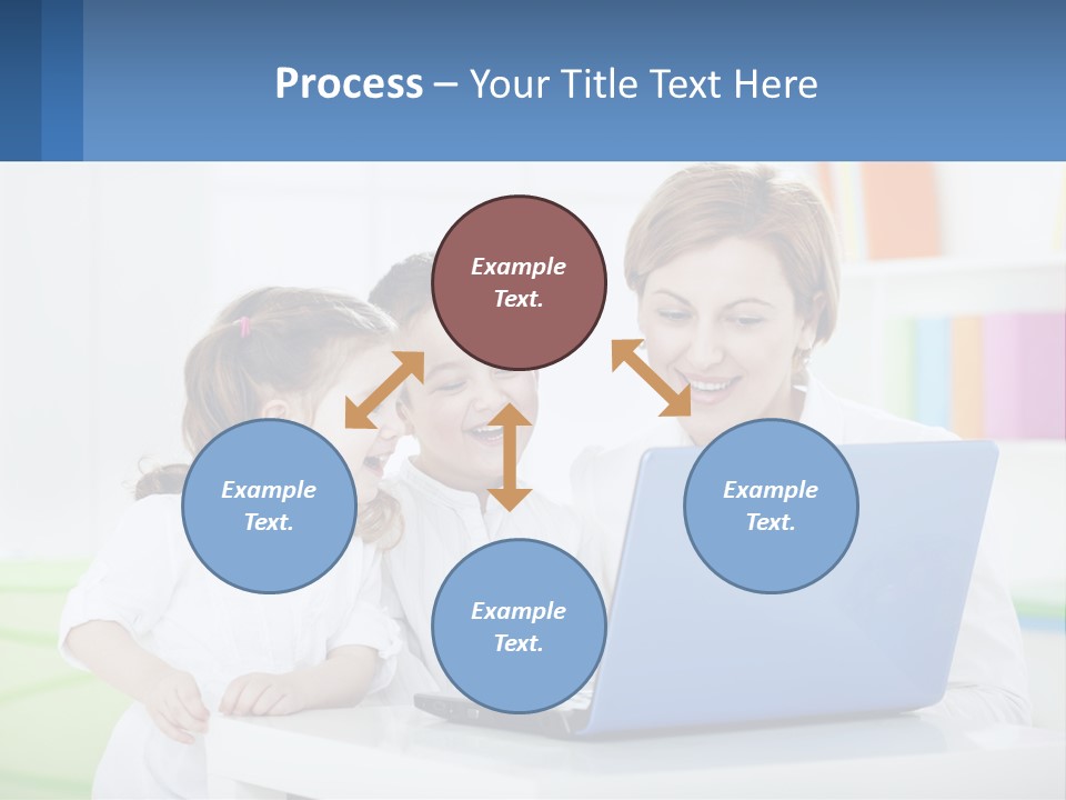 A Woman And Two Children Looking At A Laptop PowerPoint Template