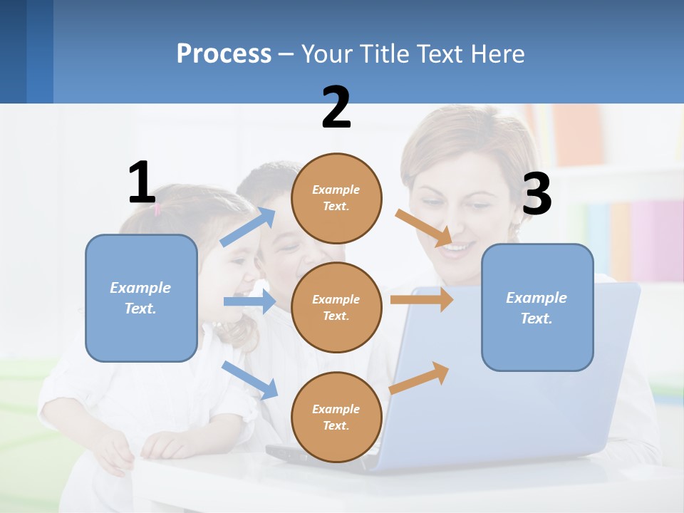 A Woman And Two Children Looking At A Laptop PowerPoint Template