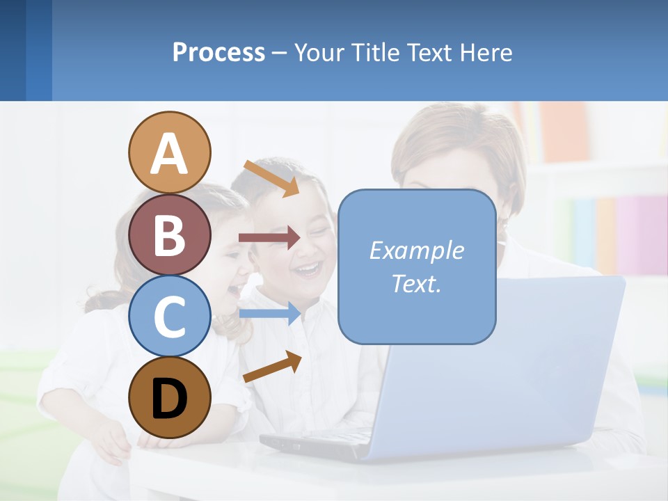A Woman And Two Children Looking At A Laptop PowerPoint Template