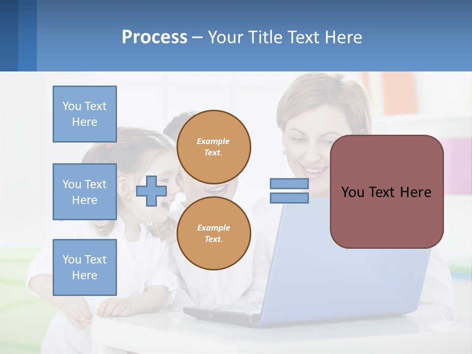 A Woman And Two Children Looking At A Laptop PowerPoint Template