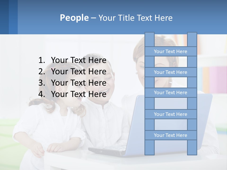 A Woman And Two Children Looking At A Laptop PowerPoint Template