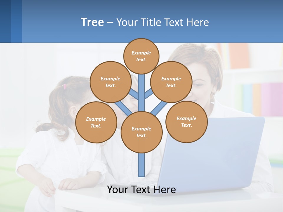 A Woman And Two Children Looking At A Laptop PowerPoint Template