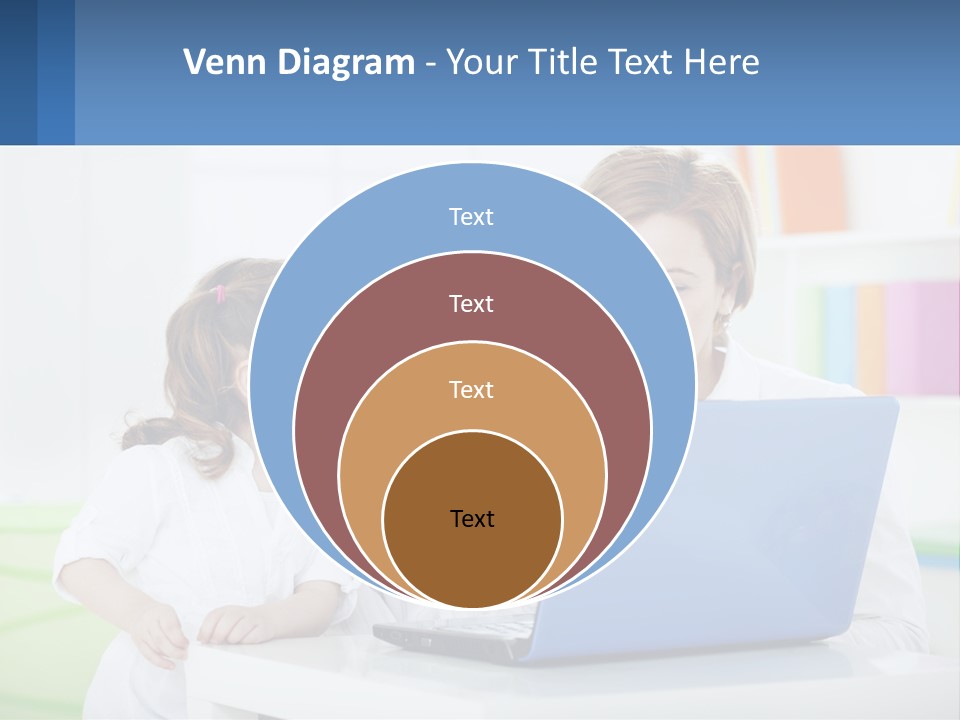 A Woman And Two Children Looking At A Laptop PowerPoint Template