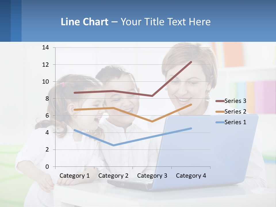 A Woman And Two Children Looking At A Laptop PowerPoint Template