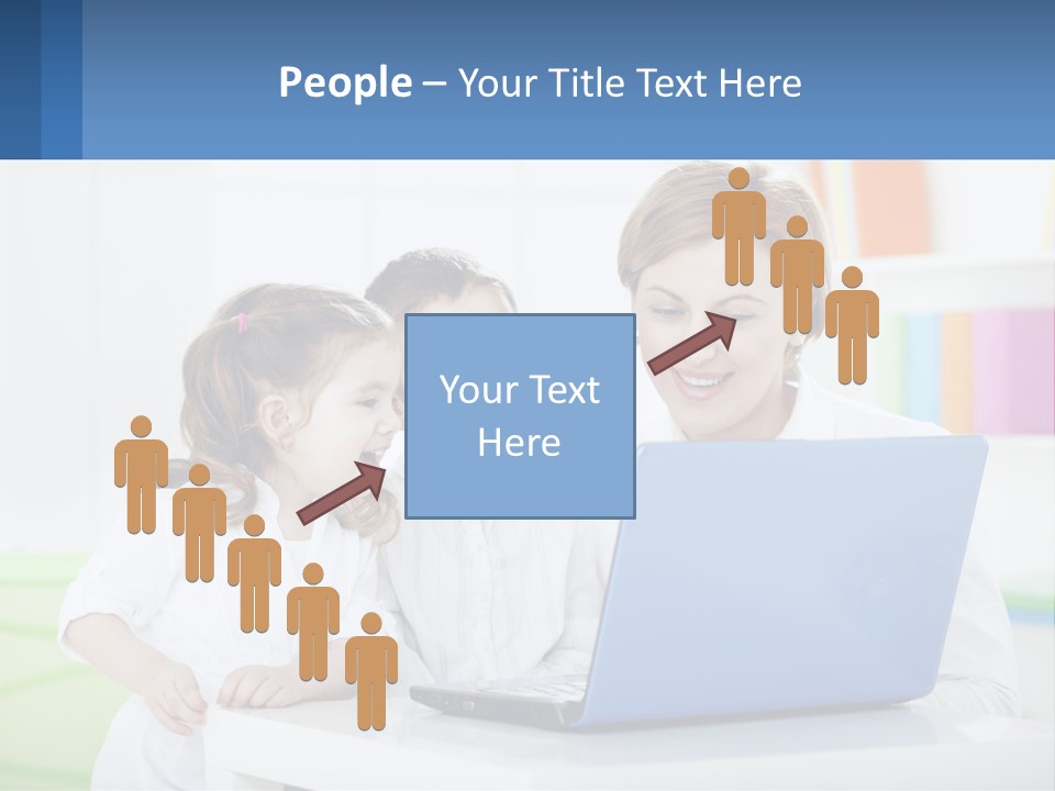 A Woman And Two Children Looking At A Laptop PowerPoint Template