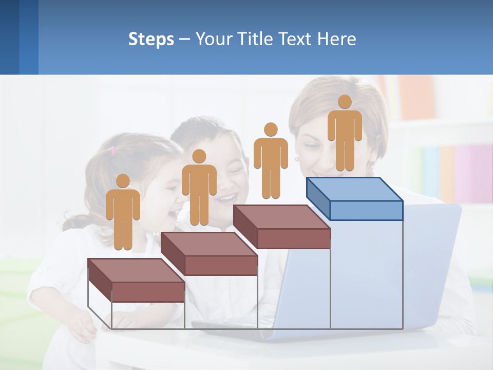 A Woman And Two Children Looking At A Laptop PowerPoint Template
