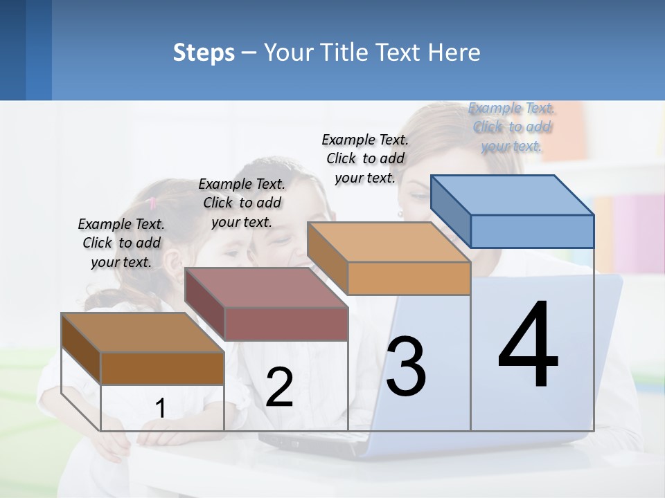 A Woman And Two Children Looking At A Laptop PowerPoint Template