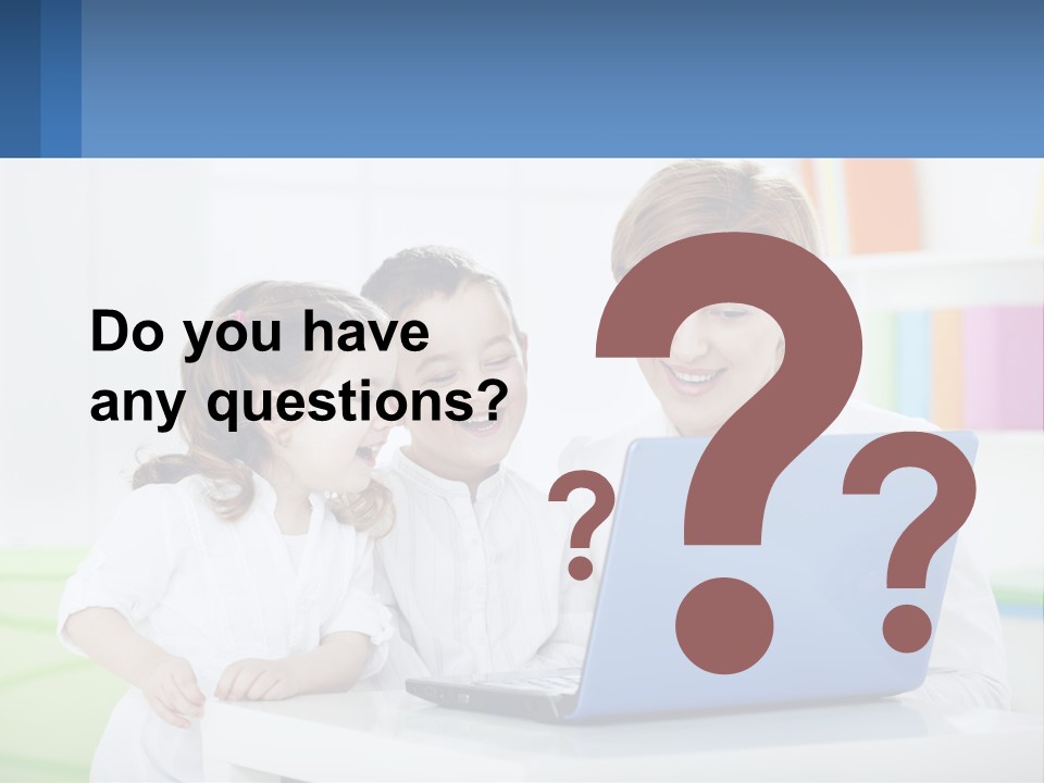 A Woman And Two Children Looking At A Laptop PowerPoint Template